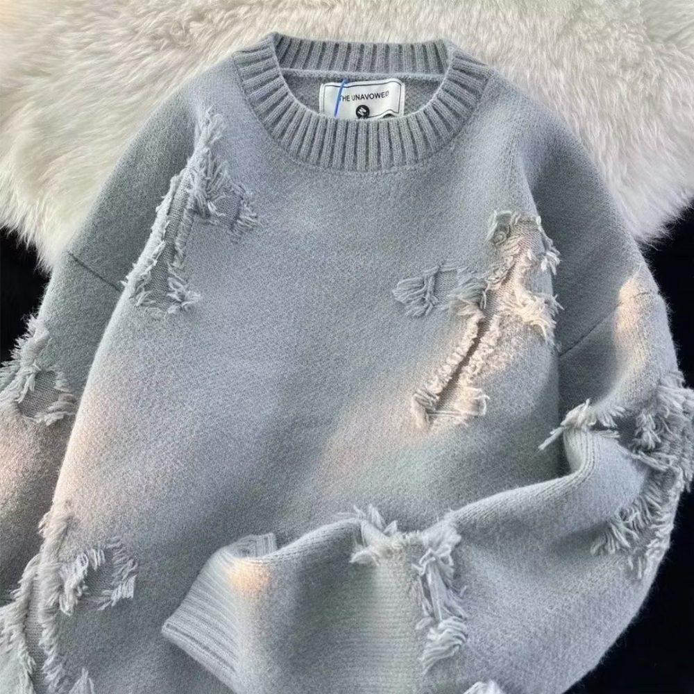 Meklis Manor Streetwear Distressed Knitted Sweater
