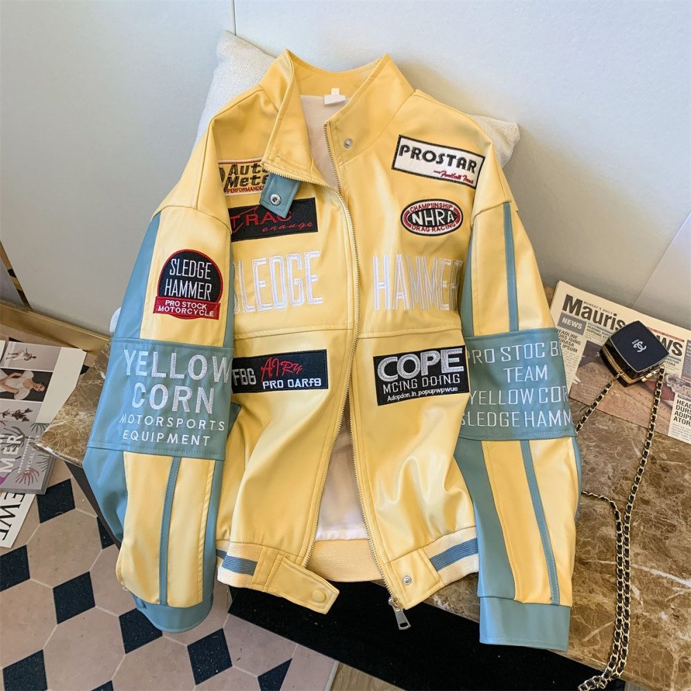 Meklis Manor Trendy Hip-Hop Embroidered Bomber Jacket