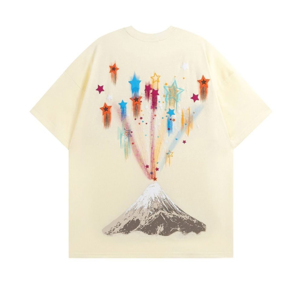 Meklis Manor Trendy Volcano and Star Pattern Short-Sleeve T-Shirt - Image 2