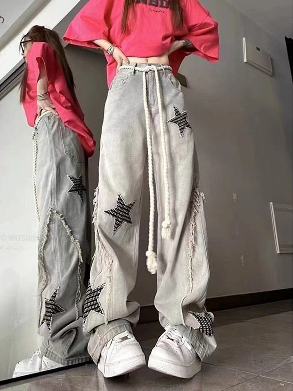 Meklis Manor Trendy Star Pattern Jeans - Image 2