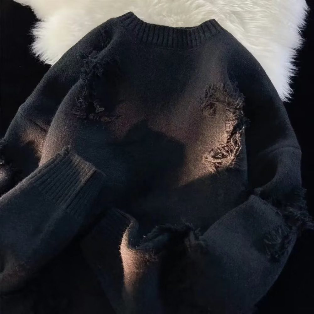 Meklis Manor Streetwear Distressed Knitted Sweater - Image 2
