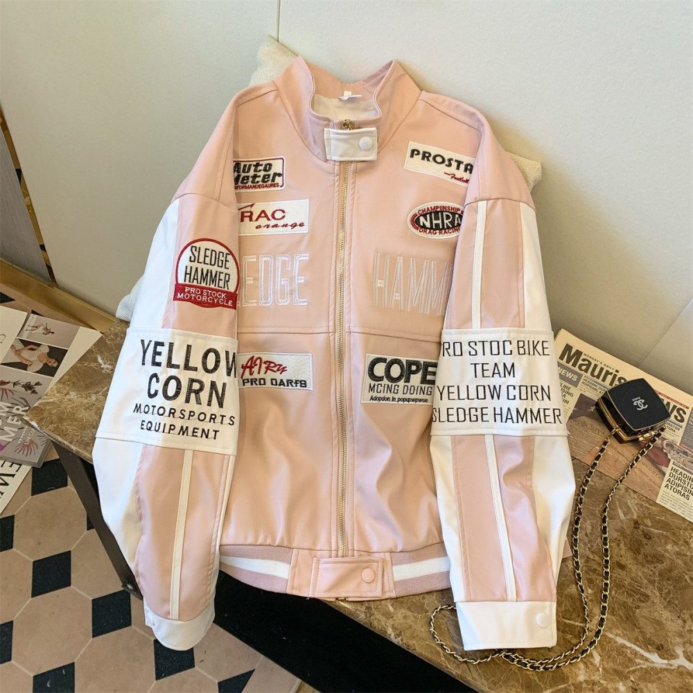 Meklis Manor Trendy Hip-Hop Embroidered Bomber Jacket - Image 2