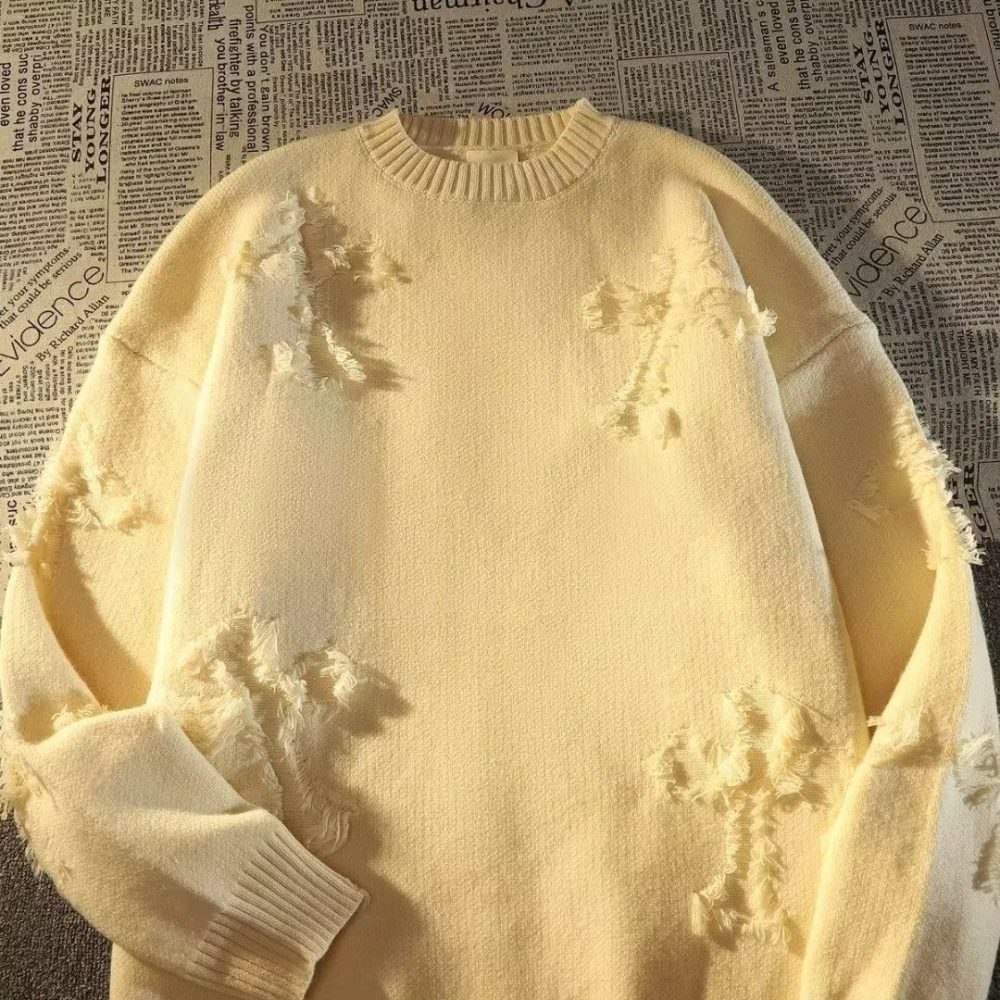 Meklis Manor Streetwear Distressed Knitted Sweater - Image 3