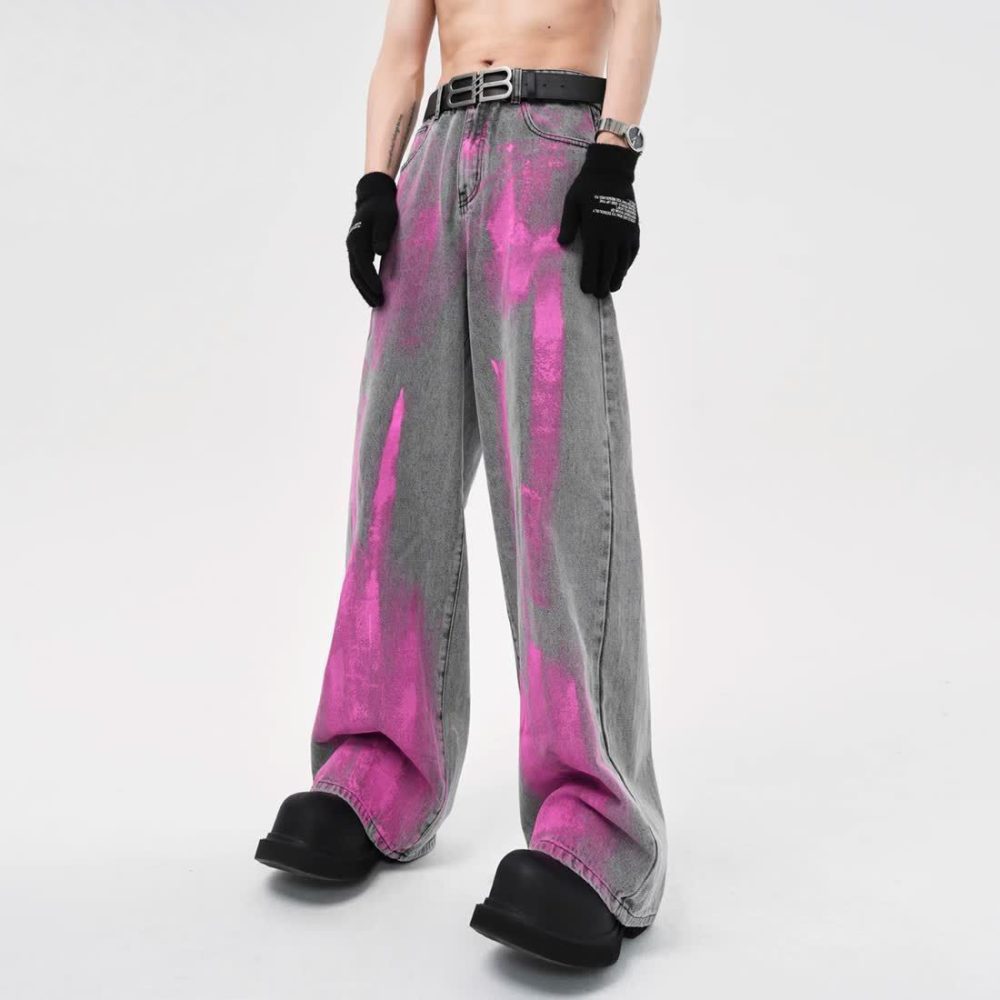 Meklis Manor Street fashion washed graffiti jeans - Image 4
