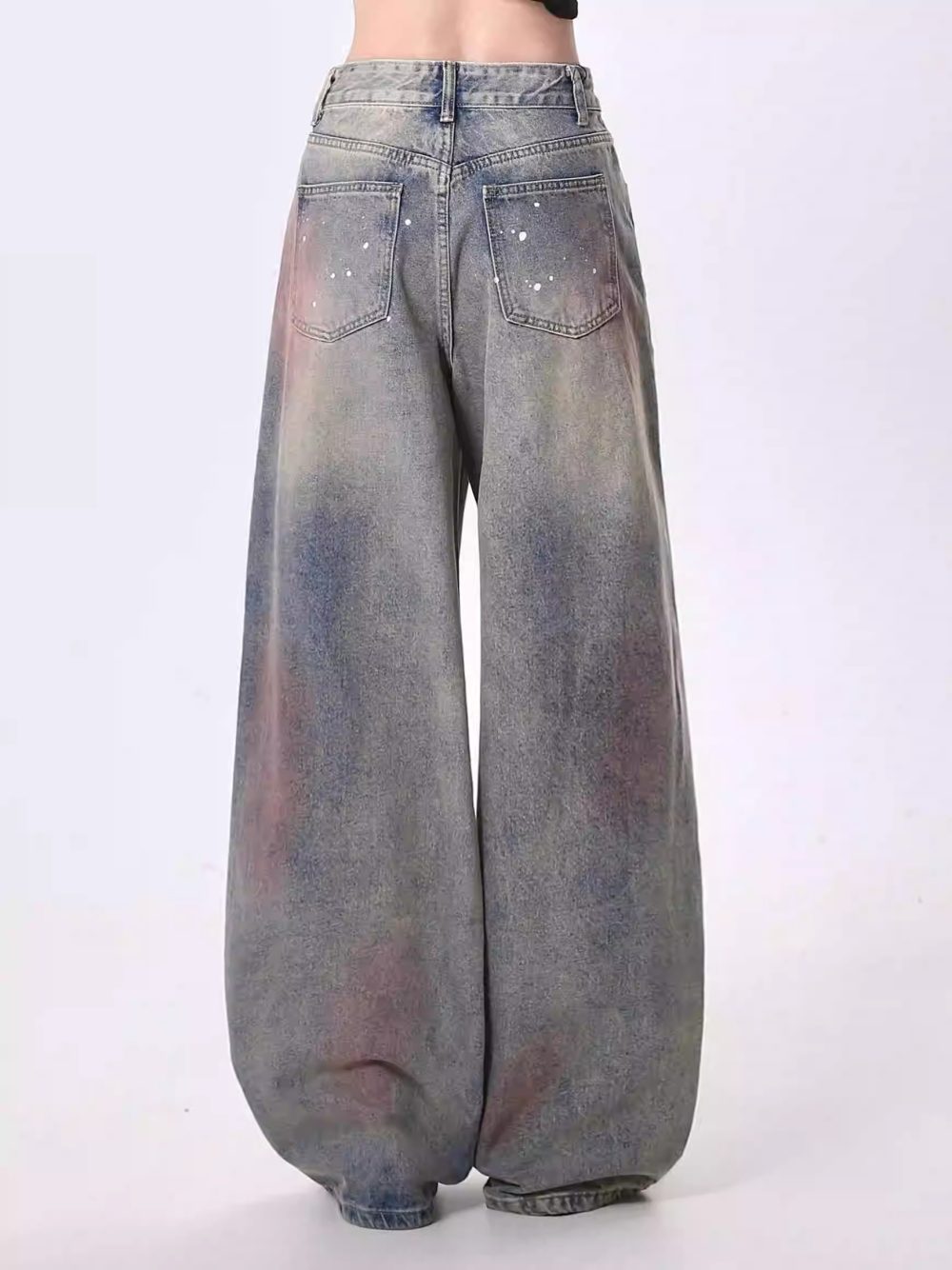 Meklis Manor Ink Splash Distressed Apocalyptic Style Trendy Jeans - Image 2