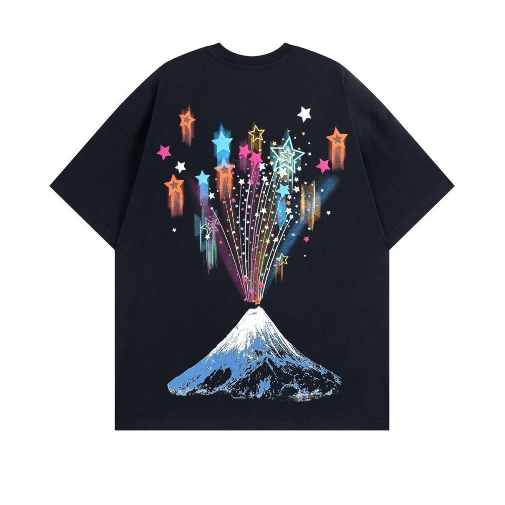Meklis Manor Trendy Volcano and Star Pattern Short-Sleeve T-Shirt